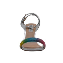 Sandalo con fascia strass multicolor in vetro