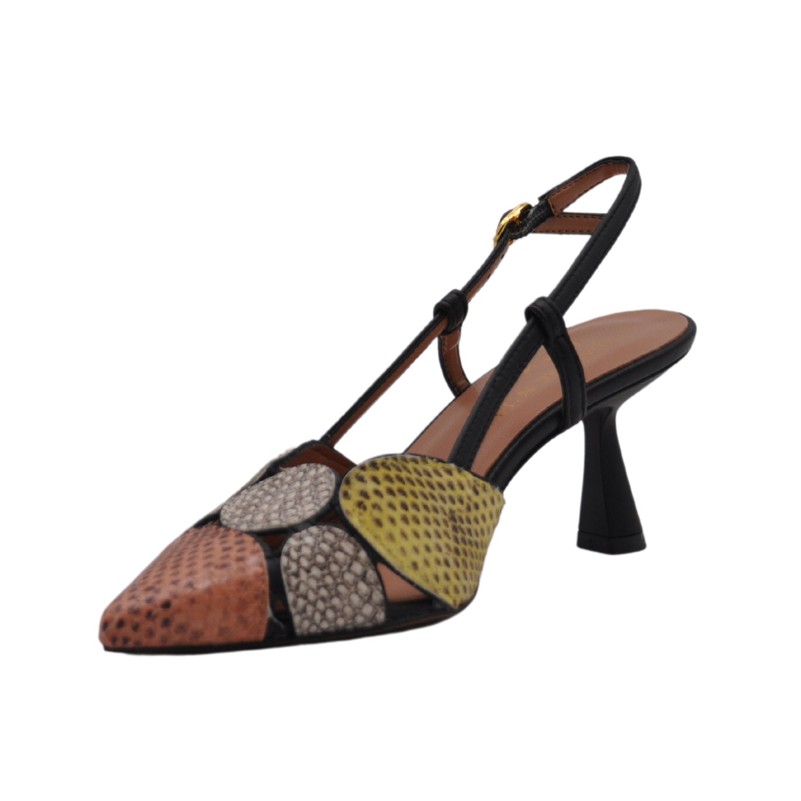Slingback in nappa e cuoio